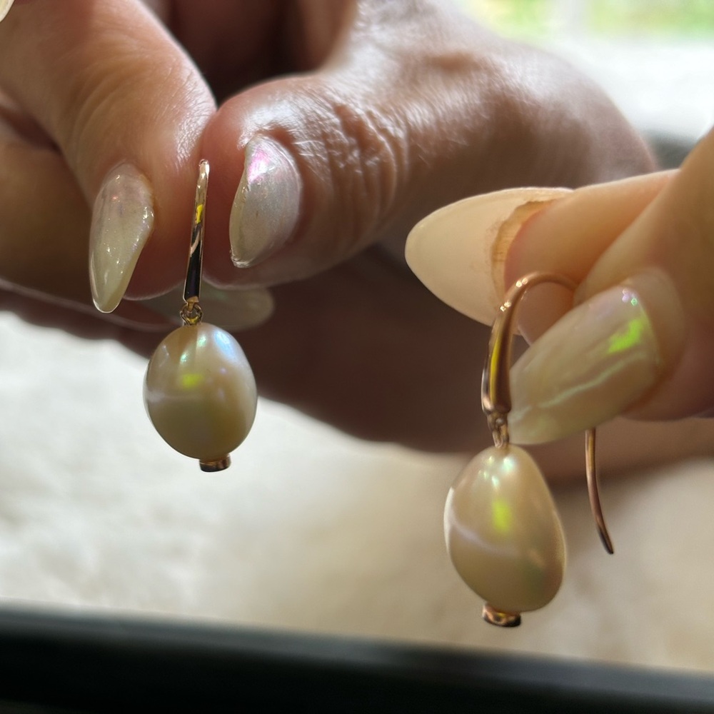 Monica Vinader Nura Pearl Wire Earrings - 18k Rose Gold Vermeil & Pearl